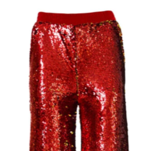 NWT RED SEQUIN WIDE LEG PALAZZO PANTS size 8 plus size 14 - Picture 4 of 5